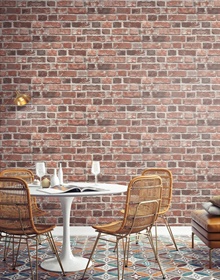 Distressed Red Brick Peel and Stick Wallpaper, NW31700