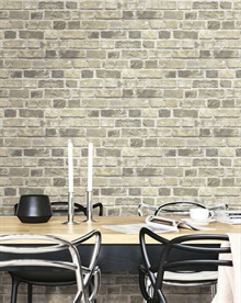 Distressed Neutral Brick Peel and Stick Wallpaper, NW31705