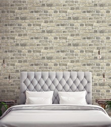 Distressed Neutral Brick Peel and Stick Wallpaper, NW31705
