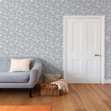 Dark Grey, Grey & White Plums and Leaves Wallpaper