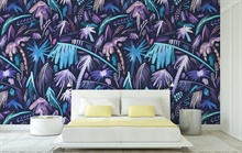 Purple & Black Modern Palm Tree Wallpaper