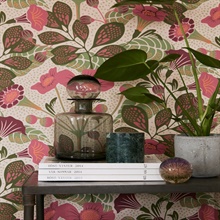 Tropisk Pink Floral Wallpaper