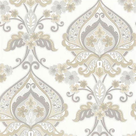 Ashbury Taupe Paisley Damask