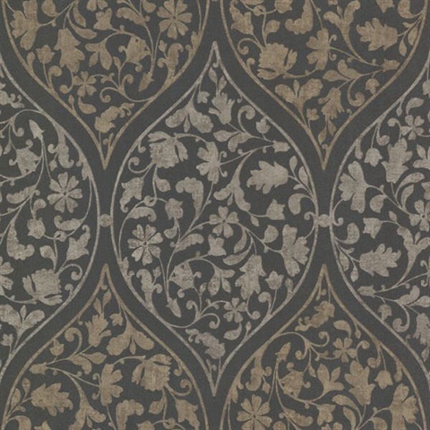 Adelaide Charcoal Ogee Floral