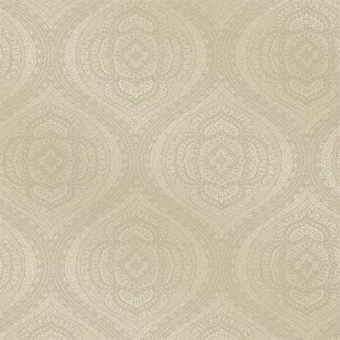 Zaida Taupe Paisley Damask