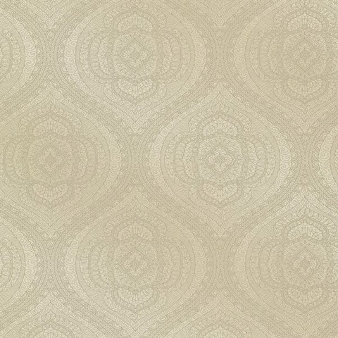 Zaida Taupe Paisley Damask