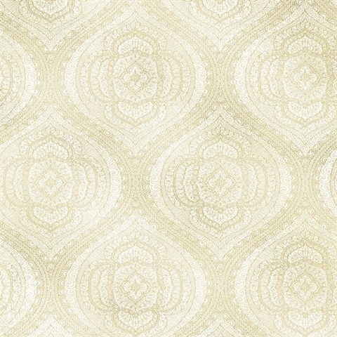 Zaida Champagne Paisley Damask