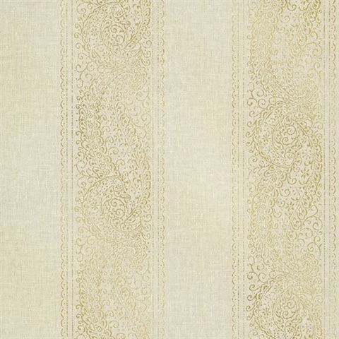 Arcades Beige Paisley Stripe