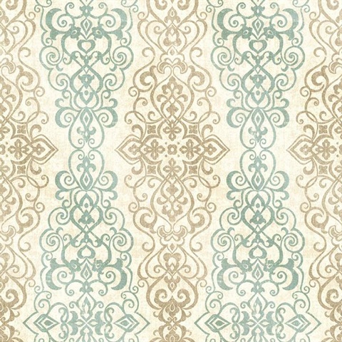 Mexuar Aqua Filigree Stripe