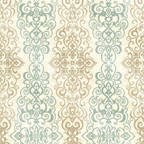 Mexuar Aqua Filigree Stripe