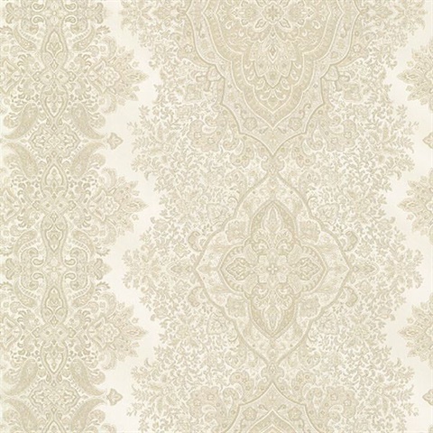 Benedict Beige Ornate Paisley Stripe