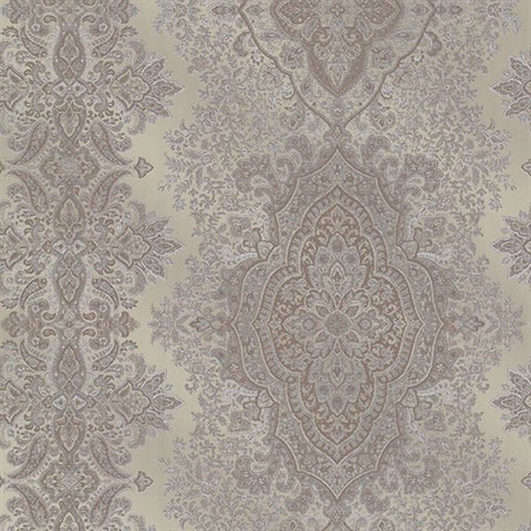 Benedict Pewter Ornate Paisley Stripe