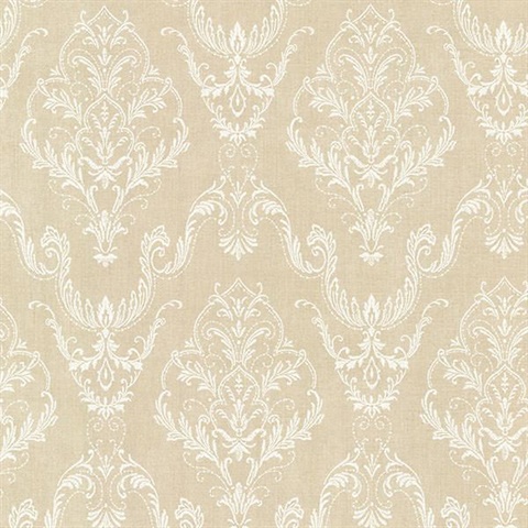 Wiley Beige Lace Damask