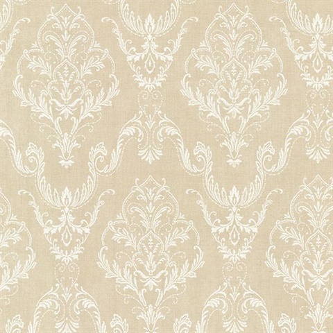 Wiley Beige Lace Damask