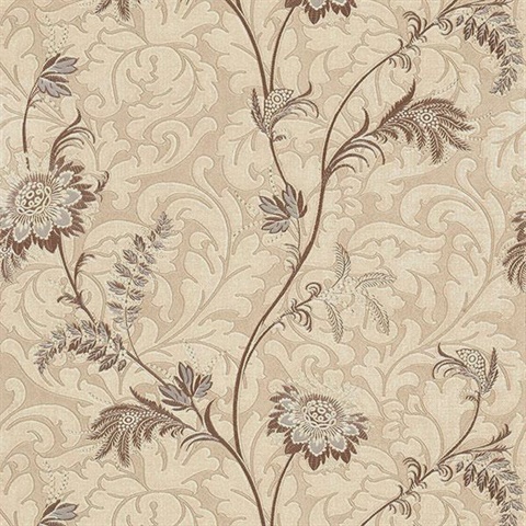 Lovera Grey Jacobean Floral Scroll