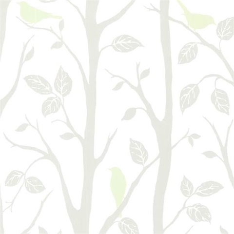 Corwin Light Green Bird Branches