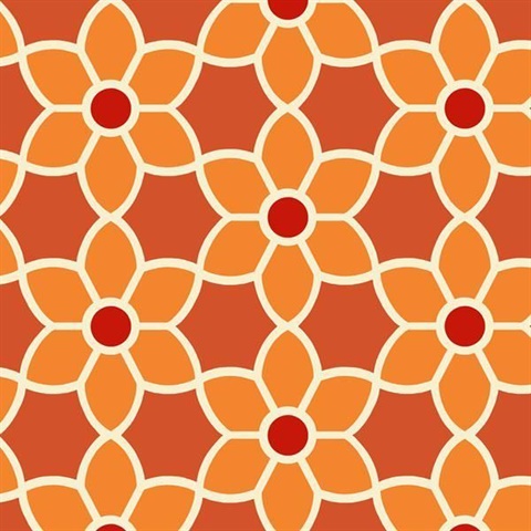 Flora Orange Geometric Floral