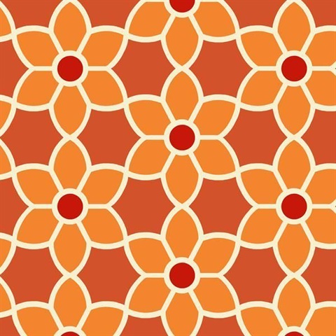 Flora Orange Geometric Floral