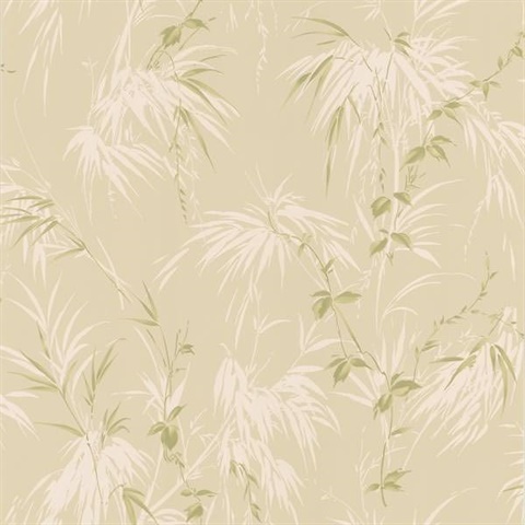 Nessa Beige Satin Leaf Motif