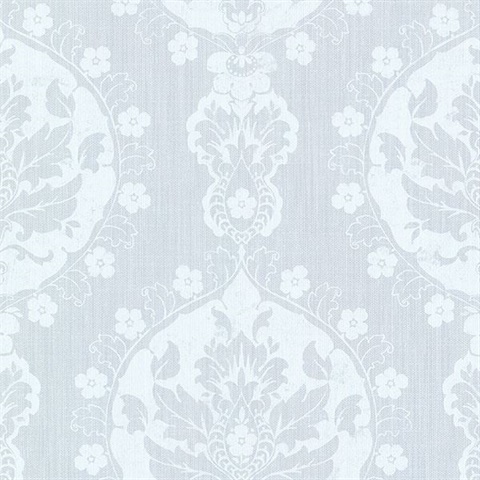 Lourdes Light Blue Damask Medallion