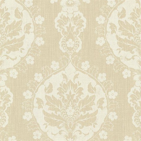 Lourdes Sand Damask Medallion