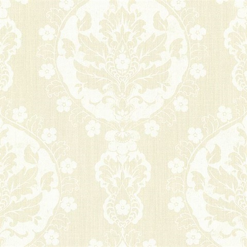 Lourdes Champagne Damask Medallion