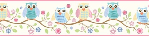 Winnifred Pink Owlets And Blooms Border