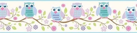 Winnifred Blue Owlets And Blooms Border