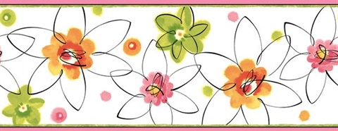 Veronica Pink Crazy Daisy Toss Border