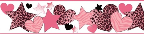Diva Pink Hearts Stars Cheetah Border