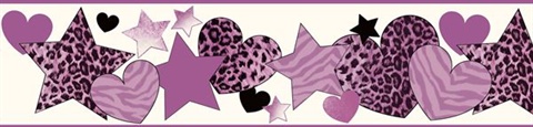 Diva Purple Hearts Stars Cheetah Border