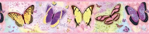 BFF Pink Butterflies And Stars Border