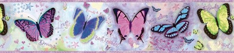 BFF Purple Butterflies And Stars Border