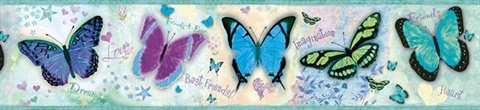 BFF Blue Butterflies And Stars Border