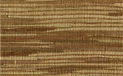 Brown and Gold and White Horizontal Striped Grasscloth