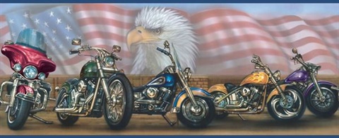 Bush Blue Americana Motorcycles Portrait Border