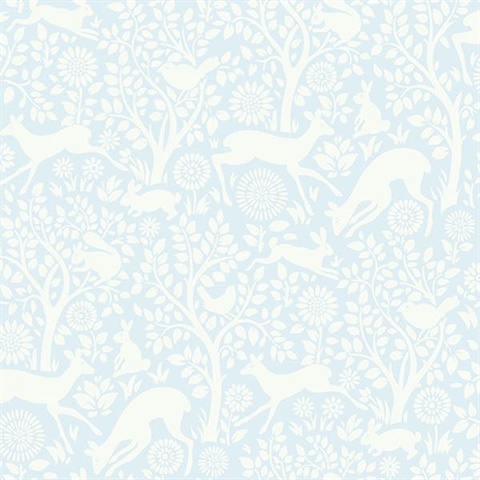 Anahi Light Blue Forest Fauna