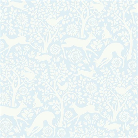 Anahi Light Blue Forest Fauna