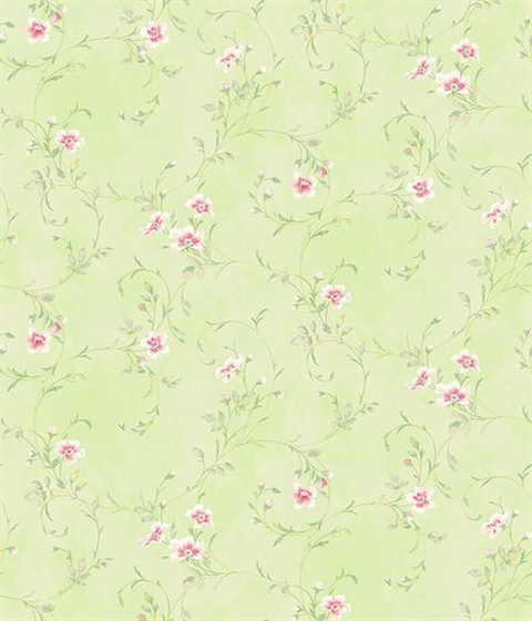 Capri Mint Floral Scroll