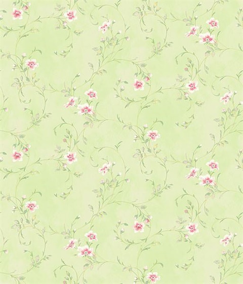 Capri Mint Floral Scroll