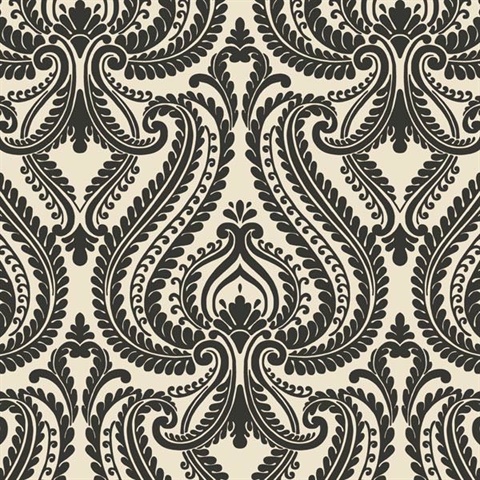 Imperial Black Modern Damask