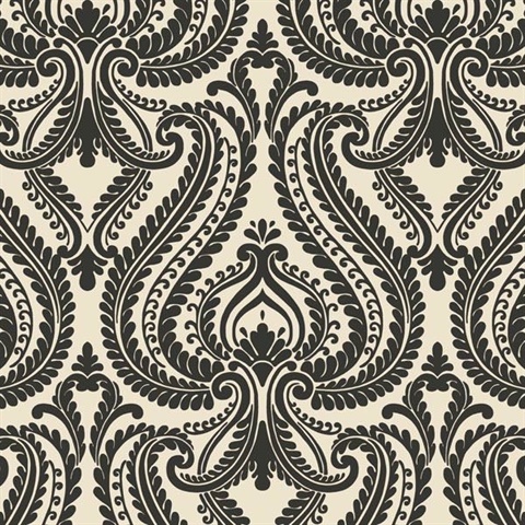 Imperial Black Modern Damask