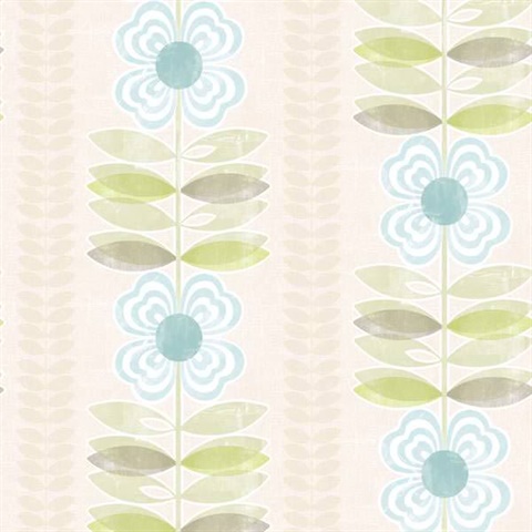 Flora Blue Modern Floral Stripe