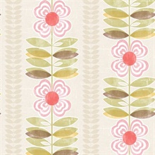 Flora Pink Modern Floral Stripe