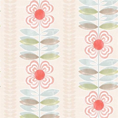 Flora Red Modern Floral Stripe