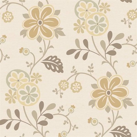 Amelie Beige Modern Floral Trail