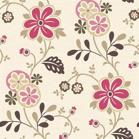 Amelie Pink Modern Floral Trail