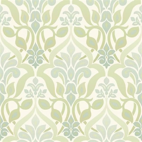 Fusion  Green Ombre Damask