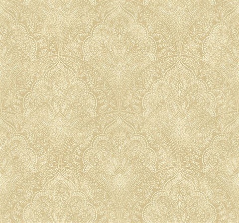 Celeste Wheat Paisley Damask