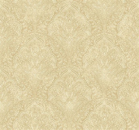 Celeste Wheat Paisley Damask